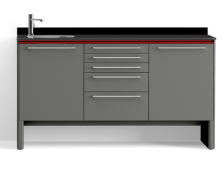 Schrankzeile mit Waschbecken und Instrumentenschrank Schrankzeile mit Waschbecken und Instrumentenschrank