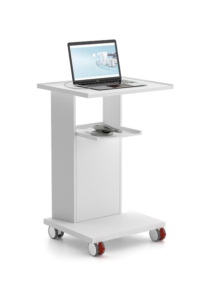 Rollwagen für Intraoralscanner und Computer.