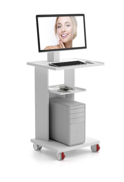 Rollwagen für Intraoralscanner und Computer.