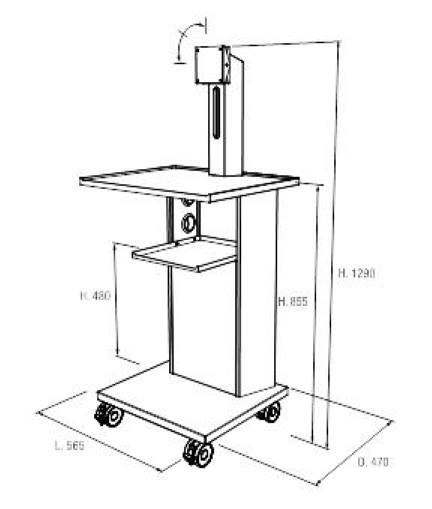 Rollwagen für Intraoralscanner und Computer.