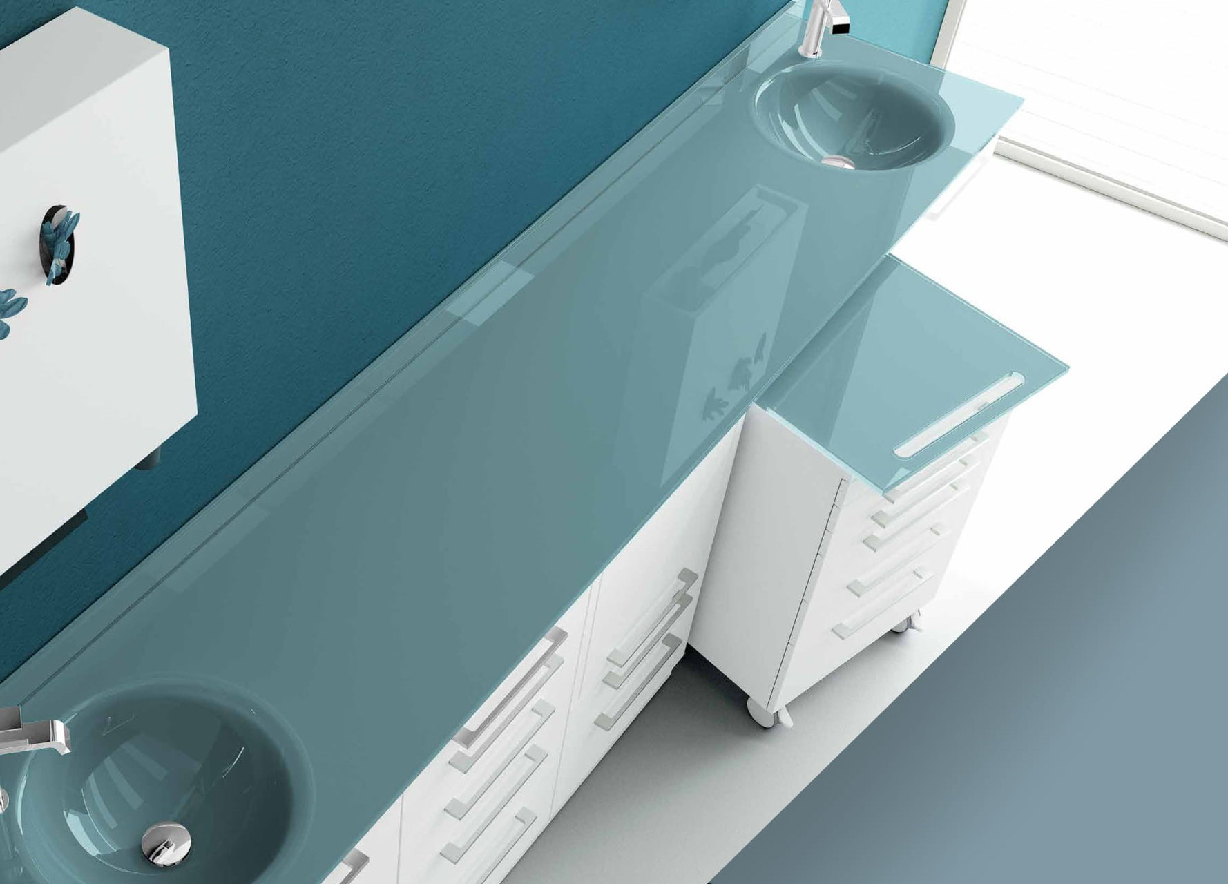 Schrankzeile SMARTE line mit Waschbecken und Instrumentenschrank